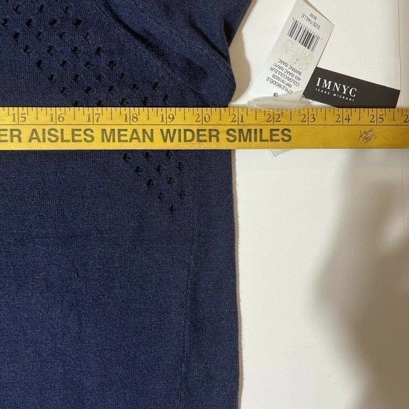 IM NYC Isaac Mizrahi Size M Pullover Sweater Crew-Neck Princess Seam Navy Blue - Picture 9 of 11